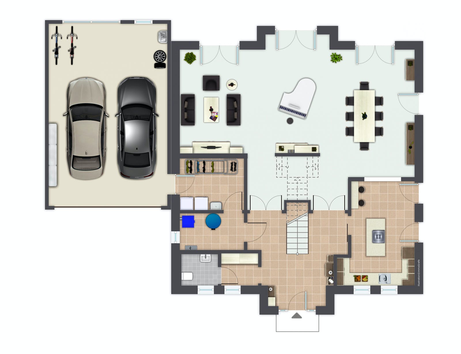 Fertighaus Gaarden von GUSSEK HAUS Schlüsselfertig ab 807100€, Stadtvilla Grundriss 1