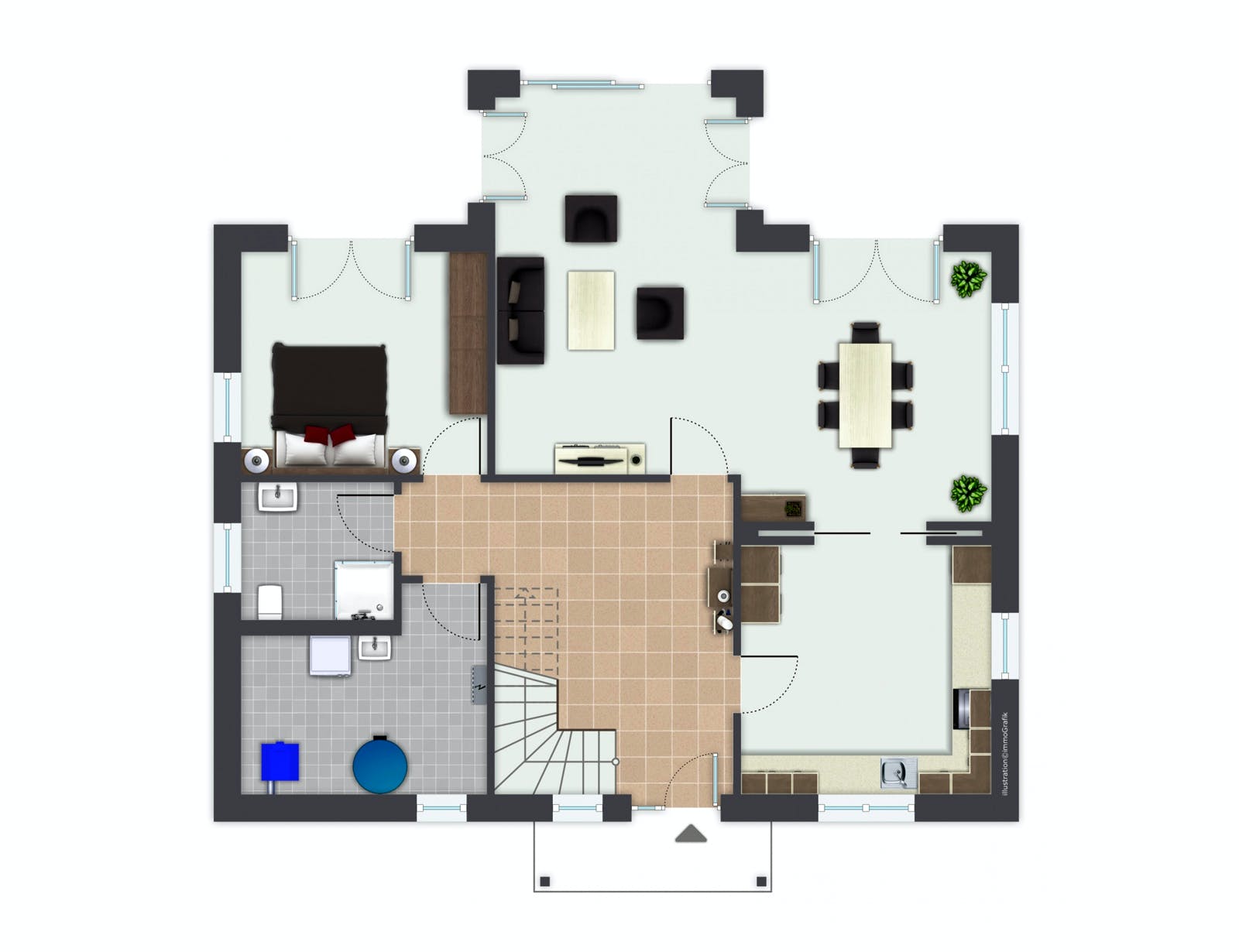 Fertighaus Löwental von GUSSEK HAUS Schlüsselfertig ab 648200€, Satteldach-Klassiker Grundriss 1