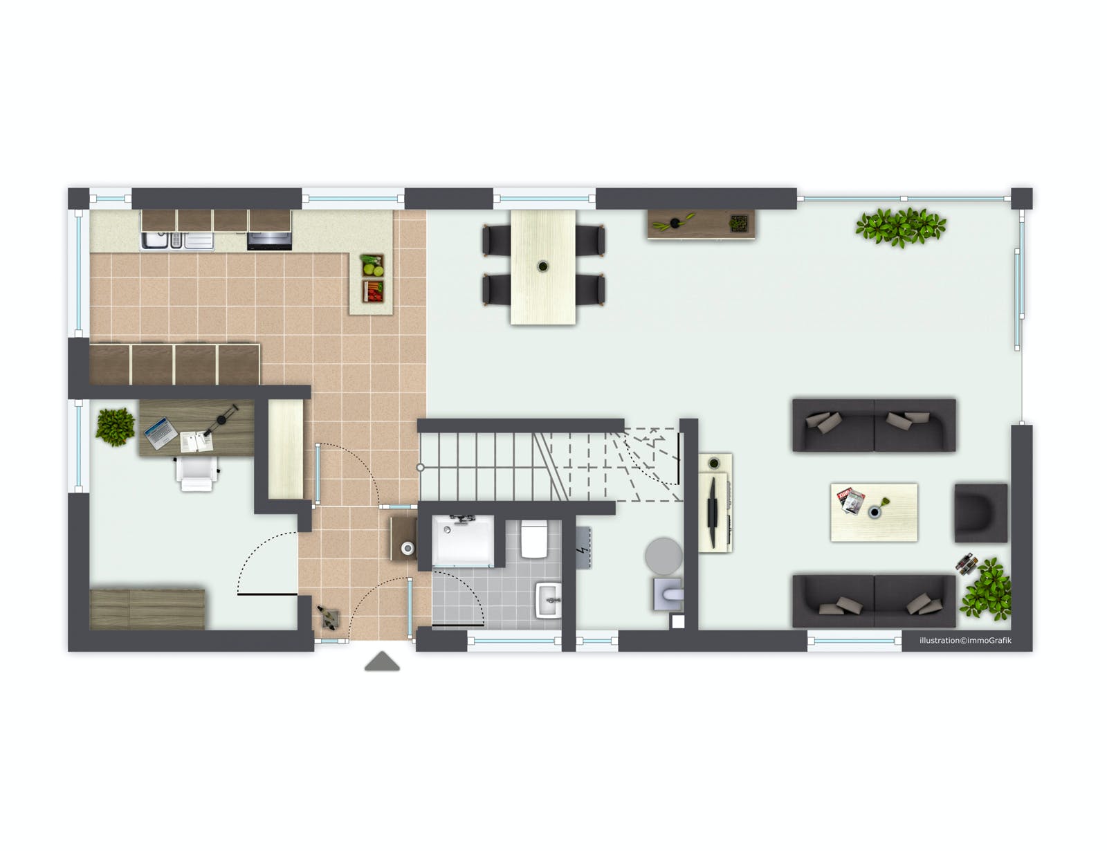 Fertighaus Murano von GUSSEK HAUS Schlüsselfertig ab 458500€, Cubushaus Grundriss 1