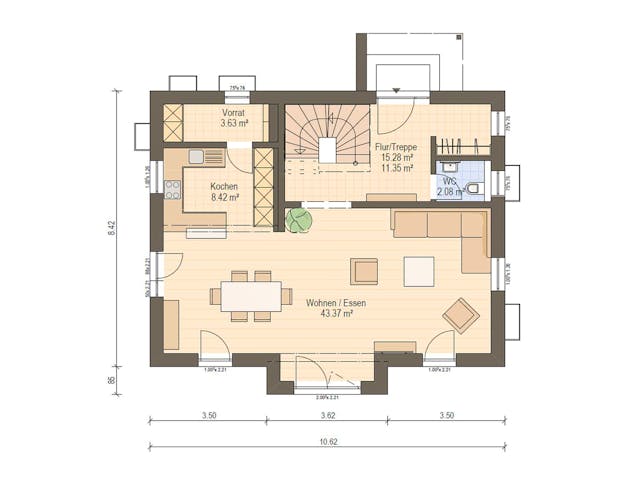 Fertighaus Haas S 140 A von Haas Fertigbau Ausbauhaus ab 212000€, Satteldach-Klassiker Grundriss 1 Fertighaus Haas S 140 A von Haas Fertigbau Ausbauhaus ab 212000€, Satteldach-Klassiker Grundriss 1