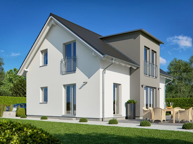 Fertighaus Haas S 140 A von Haas Fertigbau Ausbauhaus ab 212000€, Satteldach-Klassiker Außenansicht 1 Fertighaus Haas S 140 A von Haas Fertigbau Ausbauhaus ab 212000€, Satteldach-Klassiker Außenansicht 1