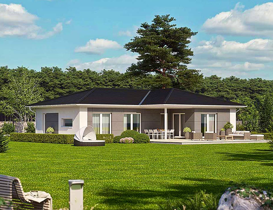 Fertighaus Haas BT 111 B von Haas-Fertigbau Ausbauhaus ab 236000€, Bungalow Außenansicht 1