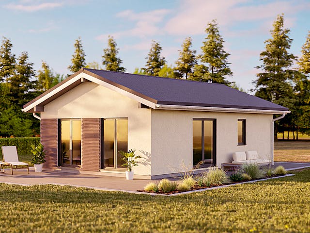 Fertighaus Haas Bela 60 von Haas Fertigbau Schlüsselfertig ab 243000€, Bungalow Außenansicht 1 Fertighaus Haas Bela 60 von Haas Fertigbau Schlüsselfertig ab 243000€, Bungalow Außenansicht 1