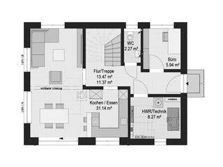 Fertighaus FREA von Haas Fertigbau Ausbauhaus ab 264332€, Cubushaus Grundriss 1