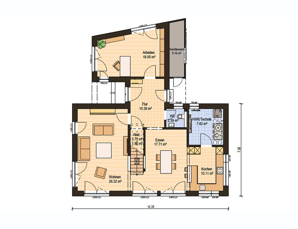 Fertighaus Haas MH Bad Vilbel J 142 von Haas-Fertigbau Ausbauhaus ab 331000€, Satteldach-Klassiker Grundriss 1