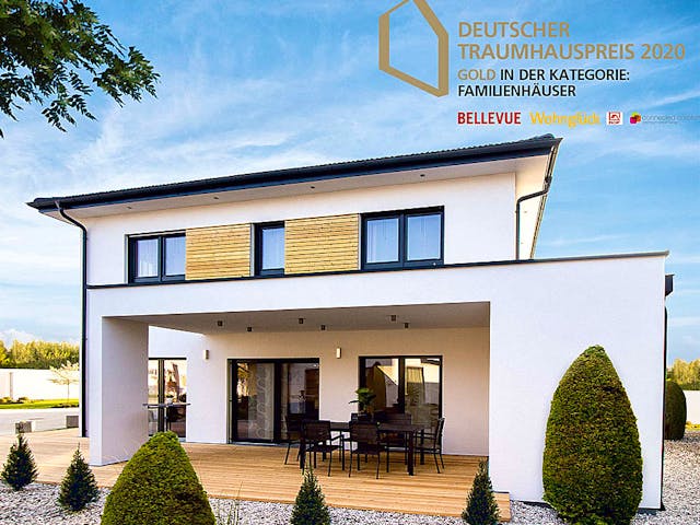Fertighaus Haas Vita 160 von Haas Fertigbau Ausbauhaus ab 314000€, Stadtvilla Außenansicht 1