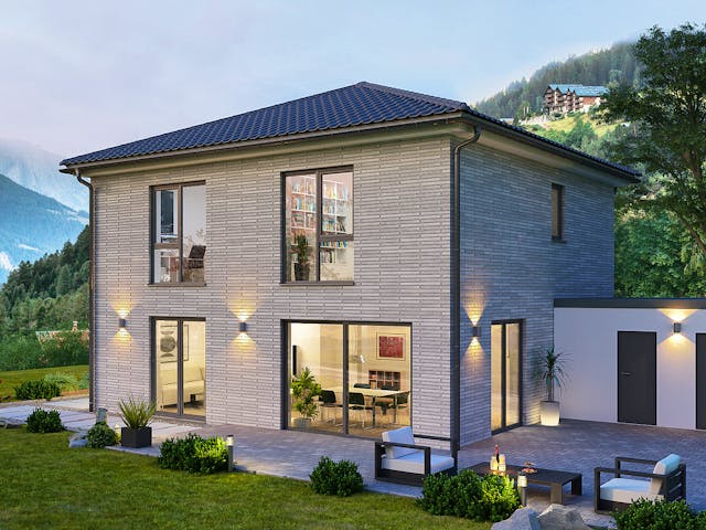 Massivhaus Impuls 139 von HANNOVER HAUS Schlüsselfertig ab 298900€, Stadtvilla Außenansicht 1