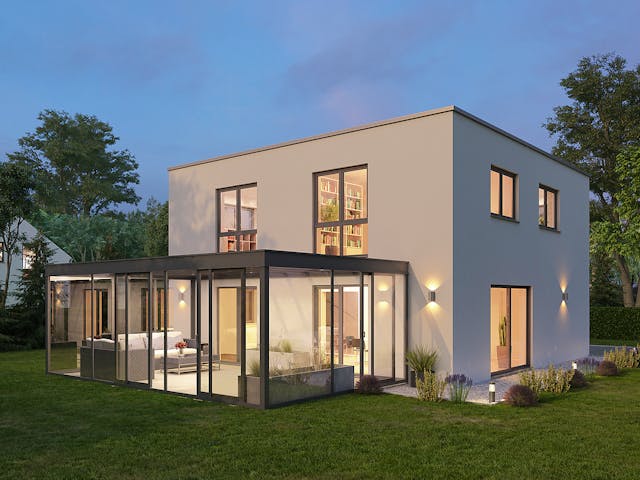 Massivhaus Pure 155 von HANNOVER HAUS Schlüsselfertig ab 360500€, Cubushaus Außenansicht 1