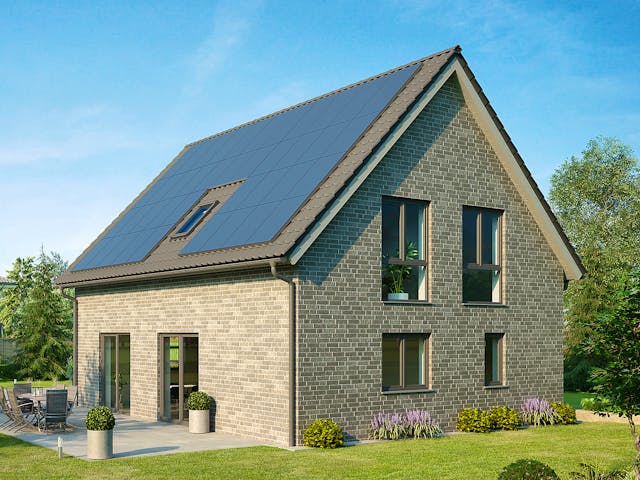 Massivhaus Smart 145 von HANNOVER HAUS Schlüsselfertig ab 309500€, Satteldach-Klassiker Außenansicht 1 Massivhaus Smart 145 von HANNOVER HAUS Schlüsselfertig ab 309500€, Satteldach-Klassiker Außenansicht 1