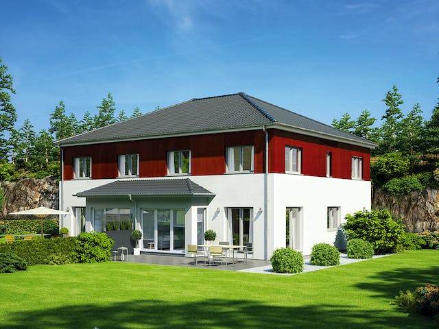 Fertighaus Doppelhaus 139 von Hanse Haus Schlüsselfertig ab 388759€, Stadtvilla Außenansicht 1