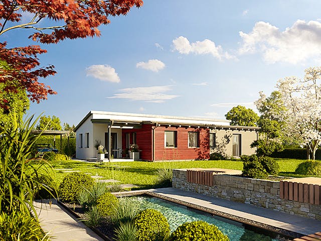 Fertighaus Bungalow 109 von Hanse Haus Schlüsselfertig ab 412700€, Bungalow Außenansicht 1 Fertighaus Bungalow 109 von Hanse Haus Schlüsselfertig ab 412700€, Bungalow Außenansicht 1