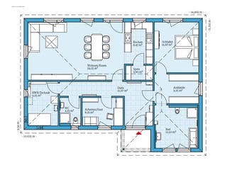 Fertighaus Bungalow 126 von Hanse Haus Schlüsselfertig ab 393563€, Bungalow Grundriss 1