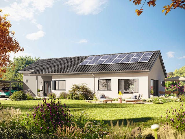 Fertighaus Bungalow 160 von Hanse Haus Schlüsselfertig ab 503807€, Bungalow Außenansicht 1 Fertighaus Bungalow 160 von Hanse Haus Schlüsselfertig ab 503807€, Bungalow Außenansicht 1