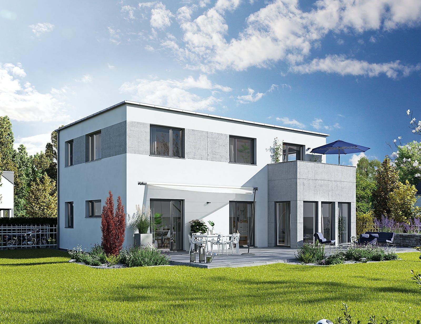 Fertighaus Cubus 148 von Hanse Haus Schlüsselfertig ab 376545€, Cubushaus Außenansicht 1
