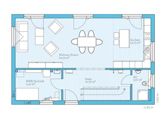 Fertighaus Cubus 148 von Hanse Haus Schlüsselfertig ab 413747€, Cubushaus Grundriss 1