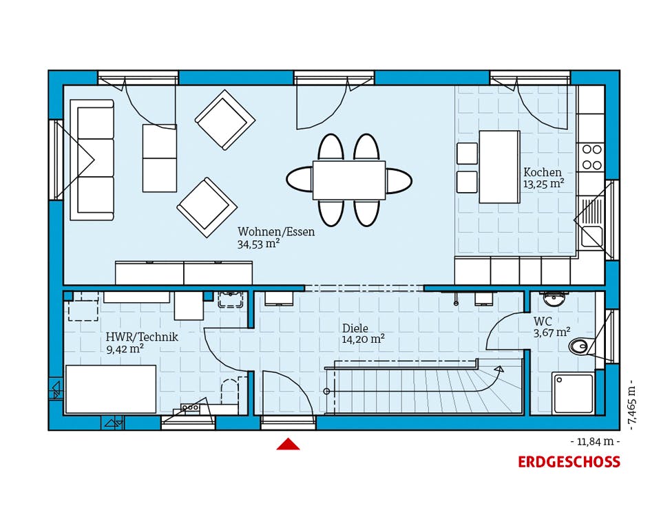 Fertighaus Cubus 148 von Hanse Haus Schlüsselfertig ab 376545€, Cubushaus Grundriss 1