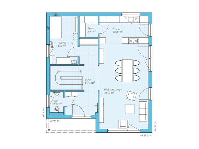 Fertighaus Cubus 162 von Hanse Haus Schlüsselfertig ab 447671€, Cubushaus Grundriss 1
