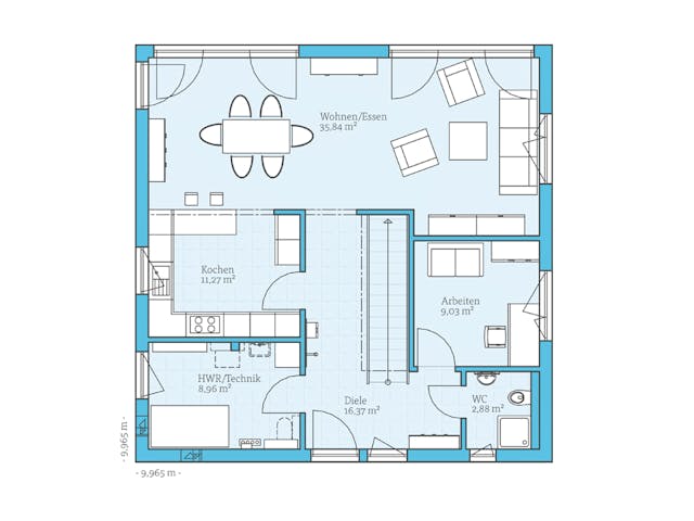 Fertighaus Cubus 167 von Hanse Haus Schlüsselfertig ab 475816€, Cubushaus Grundriss 1