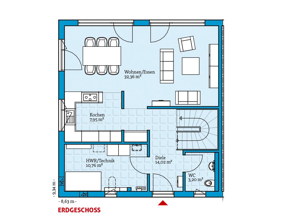 Fertighaus Doppelhaus 135 von Hanse Haus Schlüsselfertig ab 354293€, Cubushaus Grundriss 1