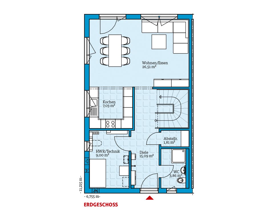 Fertighaus Doppelhaus 25-125 von Hanse Haus Schlüsselfertig ab 330431€, Satteldach-Klassiker Grundriss 1