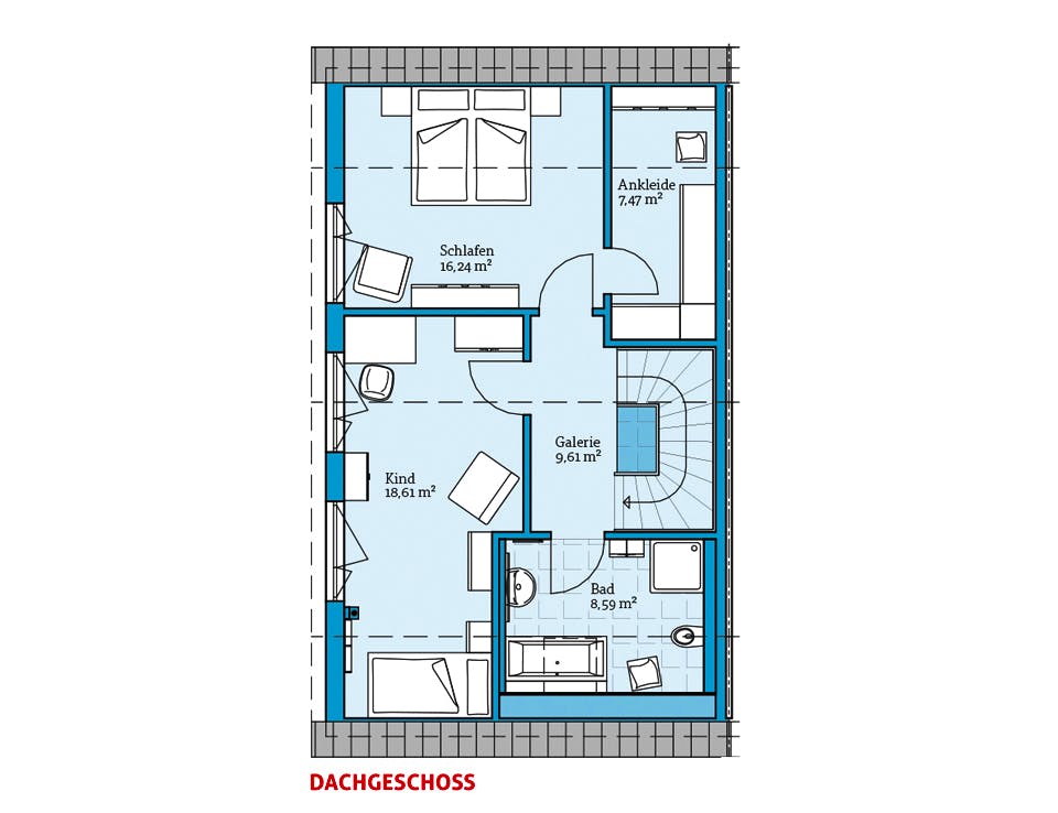 Fertighaus Doppelhaus 35-124 von Hanse Haus Schlüsselfertig ab 321164€, Satteldach-Klassiker Grundriss 2