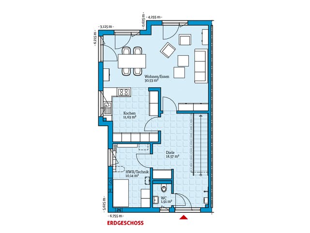 Fertighaus Doppelhaus 35-130 von Hanse Haus Schlüsselfertig ab 340515€, Satteldach-Klassiker Grundriss 1