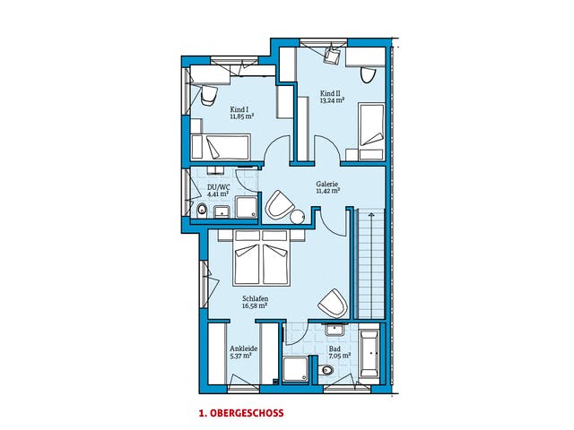 Fertighaus Doppelhaus 35-130 von Hanse Haus Schlüsselfertig ab 340515€, Satteldach-Klassiker Grundriss 2