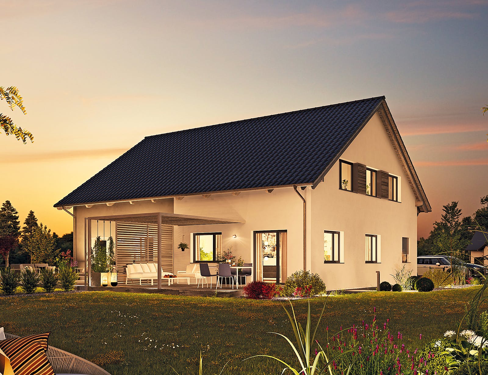 Fertighaus Doppelhaus 35-124 von Hanse Haus Schlüsselfertig ab 321164€, Satteldach-Klassiker Außenansicht 1