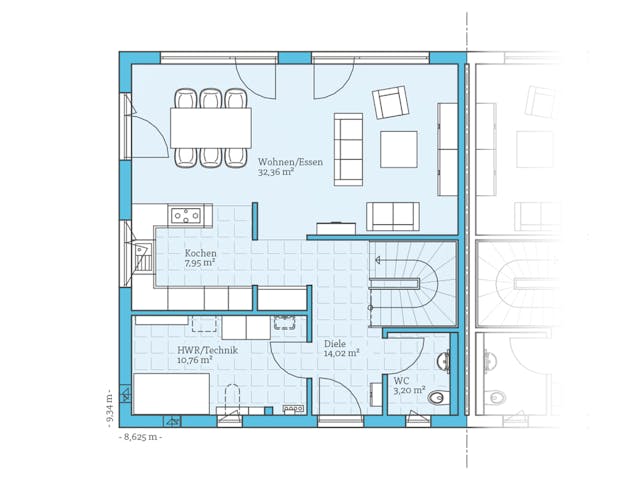 Fertighaus Doppelhaus 135 von Hanse Haus Schlüsselfertig ab 398782€, Cubushaus Grundriss 1
