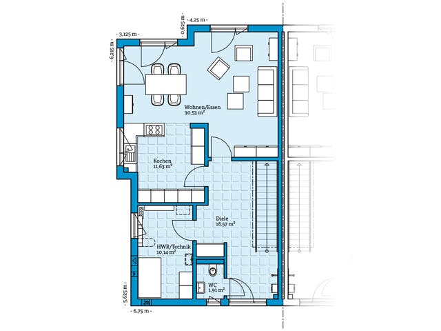 Fertighaus Doppelhaus 144 von Hanse Haus Schlüsselfertig ab 404544€, Cubushaus Grundriss 1