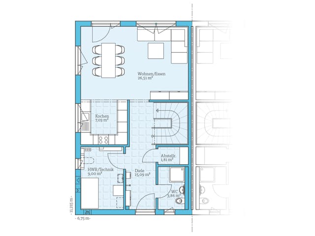 Fertighaus Doppelhaus 25-125 von Hanse Haus Schlüsselfertig ab 378032€, Satteldach-Klassiker Grundriss 1 Fertighaus Doppelhaus 25-125 von Hanse Haus Schlüsselfertig ab 378032€, Satteldach-Klassiker Grundriss 1