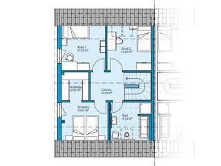 Fertighaus Doppelhaus 45-123 von Hanse Haus Schlüsselfertig ab 364776€, Satteldach-Klassiker Grundriss 2