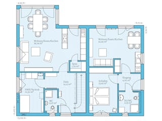 Fertighaus Duo 210 von Hanse Haus Schlüsselfertig ab 535447€, Satteldach-Klassiker Grundriss 1