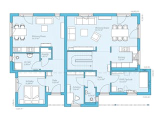 Fertighaus Duo 211 von Hanse Haus Schlüsselfertig ab 625413€, Satteldach-Klassiker Grundriss 1