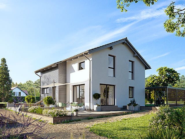 Fertighaus Variant 25-135 von Hanse Haus Schlüsselfertig ab 397332€, Satteldach-Klassiker Außenansicht 1 Fertighaus Variant 25-135 von Hanse Haus Schlüsselfertig ab 397332€, Satteldach-Klassiker Außenansicht 1