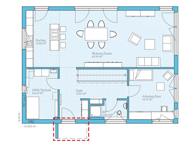 Fertighaus Variant 25-198 von Hanse Haus Schlüsselfertig ab 495670€, Satteldach-Klassiker Grundriss 1
