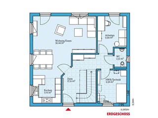 Fertighaus Variant 45-145 von Hanse Haus Schlüsselfertig ab 392205€, Satteldach-Klassiker Grundriss 1