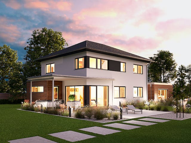 Fertighaus Villa 178 von Hanse Haus Schlüsselfertig ab 482355€, Stadtvilla Außenansicht 1 Fertighaus Villa 178 von Hanse Haus Schlüsselfertig ab 482355€, Stadtvilla Außenansicht 1