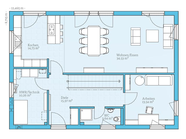 Fertighaus Villa 183 von Hanse Haus Schlüsselfertig ab 496910€, Stadtvilla Grundriss 1