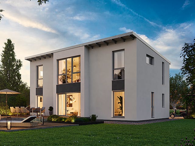 Fertighaus Vita 156 von Hanse Haus, Pultdachhaus Außenansicht 1 Fertighaus Vita 156 von Hanse Haus, Pultdachhaus Außenansicht 1