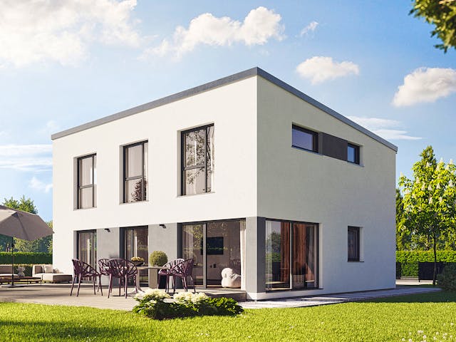 Fertighaus Vita 165 von Hanse Haus Schlüsselfertig ab 461753€, Pultdachhaus Außenansicht 1