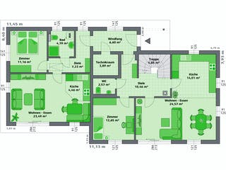 Fertighaus Ambition 152 S + ELW von HARTL HAUS, Satteldach-Klassiker Grundriss 1