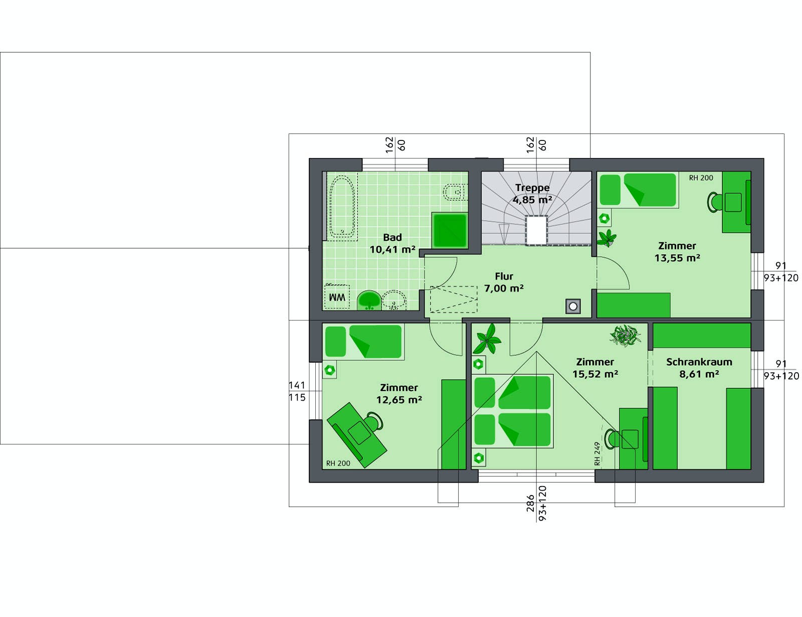 Fertighaus Ambition 152 S + ELW von Hartl Haus Schlüsselfertig ab 438360€, Satteldach-Klassiker Grundriss 2
