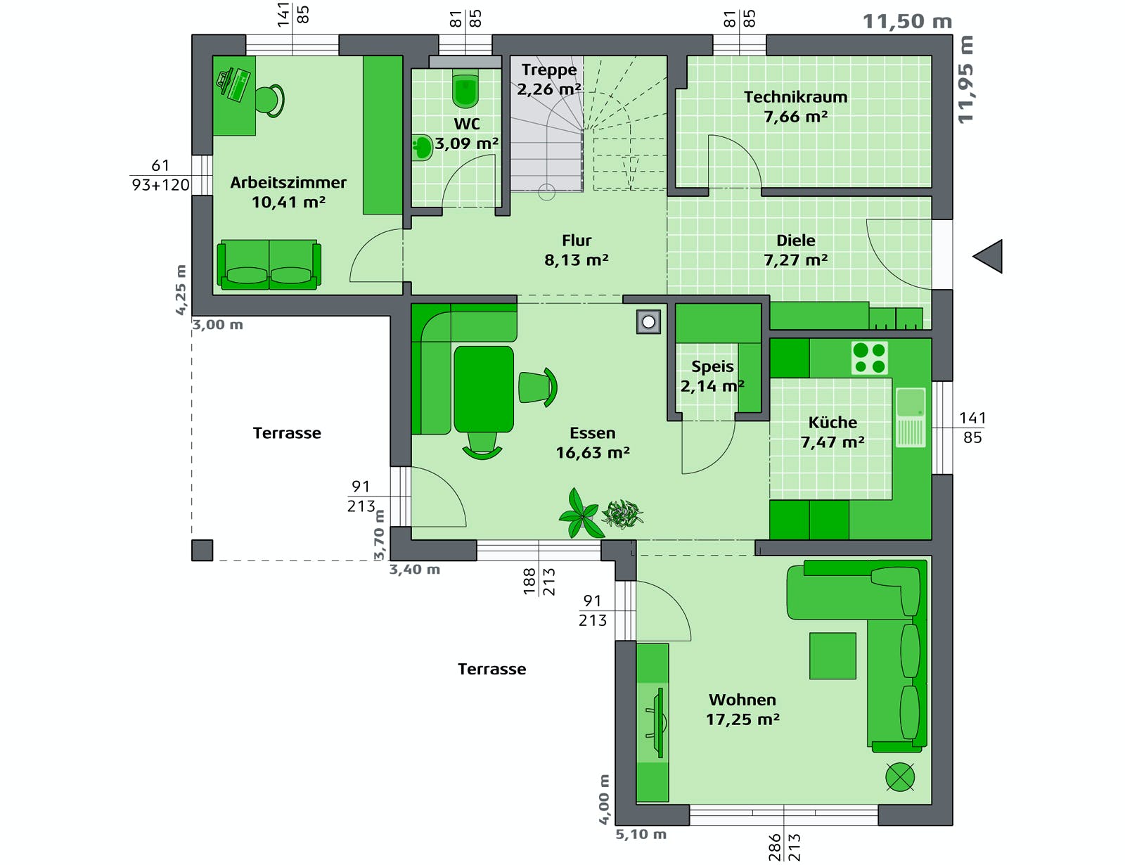 Fertighaus Ambition 157 W von Hartl Haus, Stadtvilla Grundriss 1