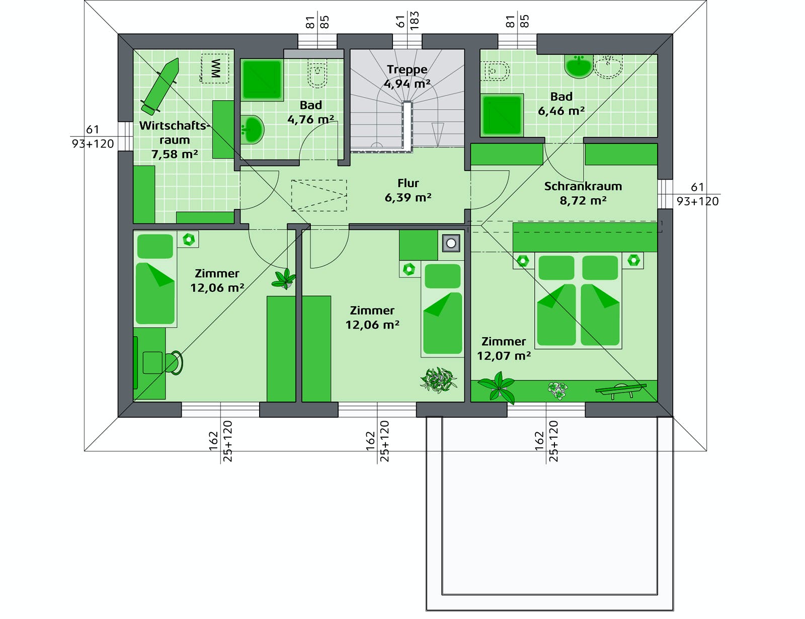 Fertighaus Ambition 157 W von Hartl Haus, Stadtvilla Grundriss 2