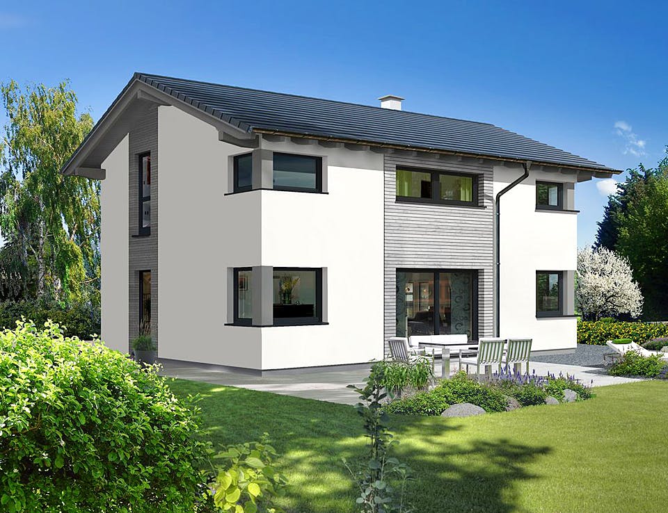 Fertighaus Classic 139 S von Hartl Haus Schlüsselfertig ab 293384€, Satteldach-Klassiker Außenansicht 1