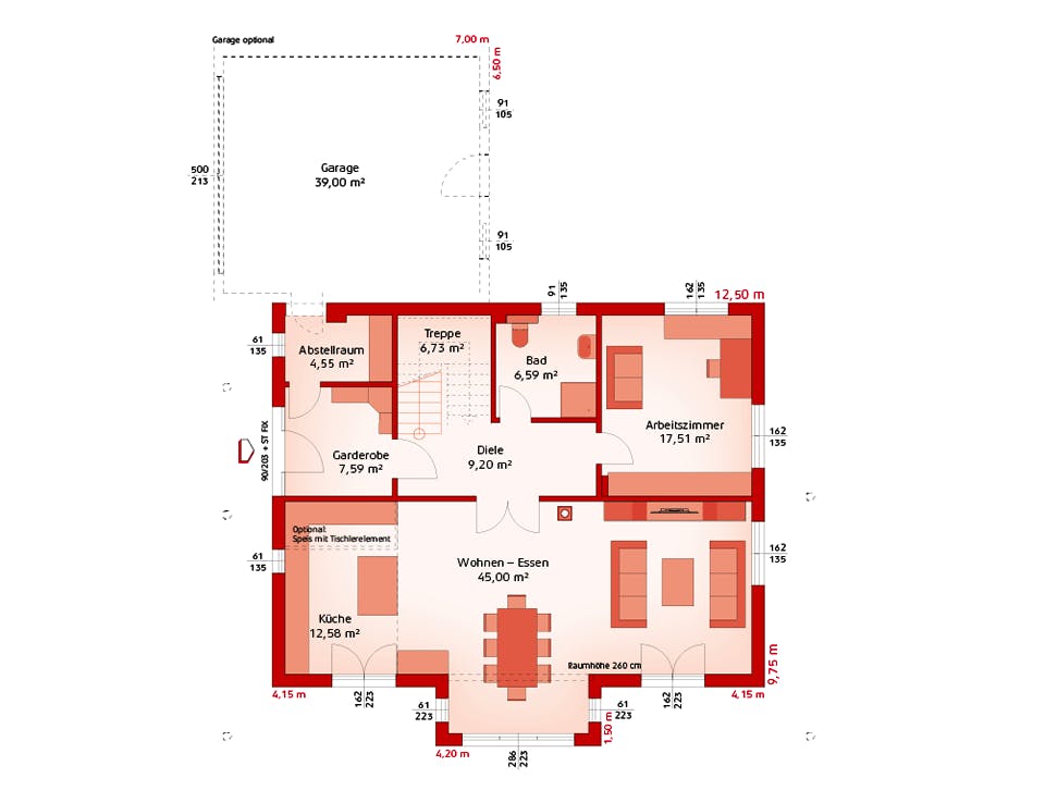 Fertighaus Classic 218 W von Hartl Haus Schlüsselfertig ab 453128€, Stadtvilla Grundriss 1