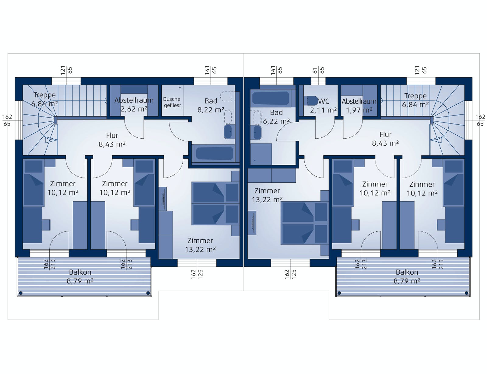 Fertighaus Doppelhaus 120 S von Hartl Haus Schlüsselfertig ab 301080€, Satteldach-Klassiker Grundriss 2