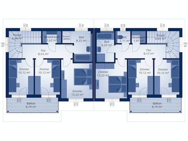 Fertighaus Doppelhaushälfte 119 S von HARTL HAUS Schlüsselfertig ab 431870€, Satteldach-Klassiker Grundriss 2