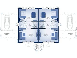 Fertighaus Doppelhaushälfte 140 W von HARTL HAUS Schlüsselfertig ab 411160€, Stadtvilla Grundriss 1